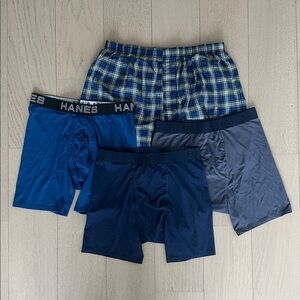 Hanes Men's Boxer Briefs in Blue and Gray